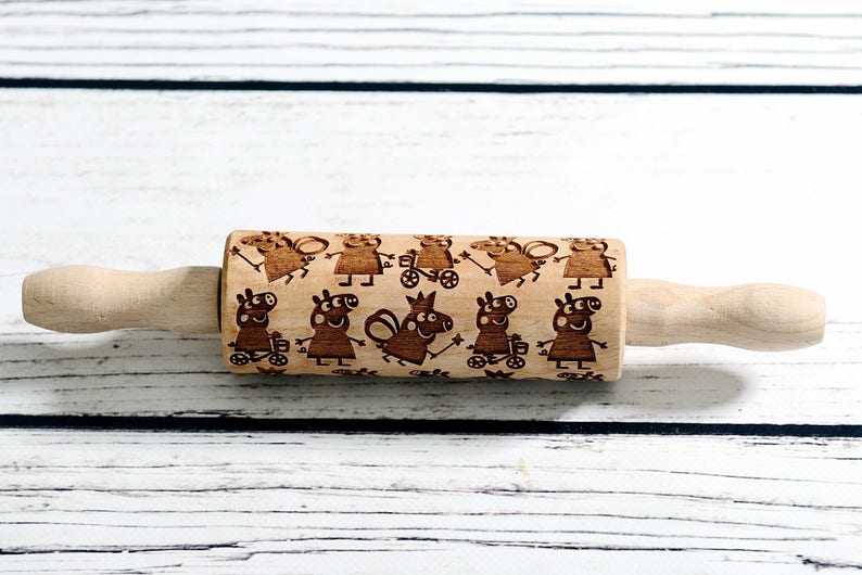 Peppa Pig Mini Rolling Pin Embossing Rolling Pin Laser Etsy