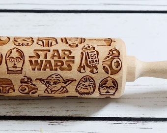 Star Wars - New edition - Embossing rolling pin, Cookies decorating roller, Laser engraved rolling pin