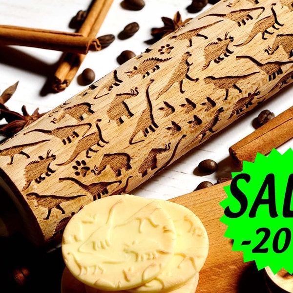 Rolo de Massa com Relevo de Dinossauro – Rolo para Decoração de Biscoitos