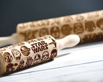Star Wars - 2er Set Rolling Pins - Laser gravierter Teigroller, Kekse dekorieren