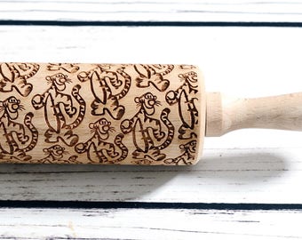 Tigger  - Embossing rolling pin, Cookies decorating roller, Laser engraved rolling pin