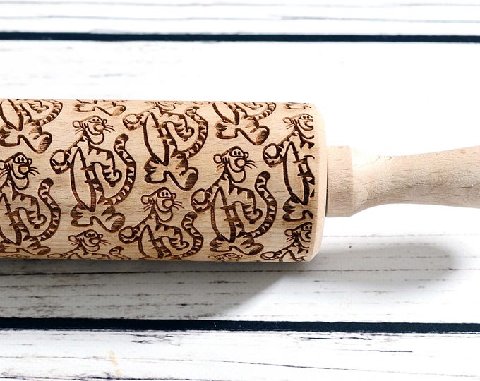 Tigger  - Embossing rolling pin, Cookies decorating roller, Laser engraved rolling pin