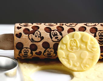 Mickey mouse - Mini Rolling Pin, Embossing rolling pin, Laser engraved rolling pin, Cookies decorating roller