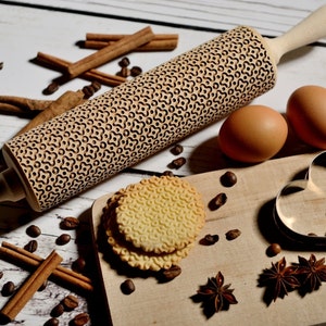 Embossing rolling pin Oriental pattern, Cookies decorating roller, Laser engraved rolling pin image 2