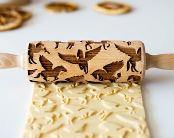 Pegasus - Mini Rolling Pin, Embossing rolling pin, Laser engraved rolling pin, Cookies decorating roller