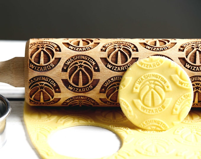 Washington Wizards, Basketball - Embossing rolling pin, Cookies decorating roller, Laser engraved rolling pin