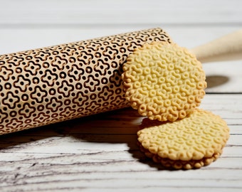 Embossing rolling pin - Oriental pattern, Cookies decorating roller, Laser engraved rolling pin