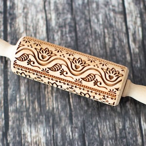 Pakistani Truck Art Pattern - Mini Rolling Pin, Embossing rolling pin, Laser engraved rolling pin, Cookies decorating roller