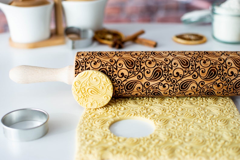 Paisley Pattern Embossing Rolling Pin Cookies Decorating Etsy