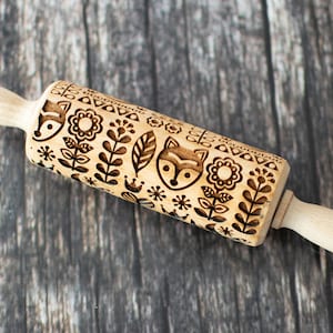 Scandinavian style 2 - Mini Rolling Pin, Embossing rolling pin, Laser engraved rolling pin, Cookies decorating roller