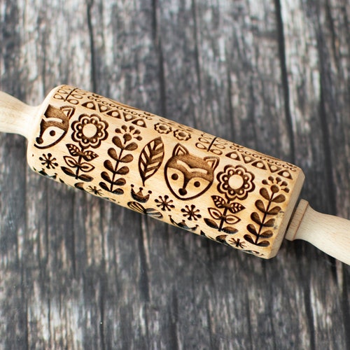 Cats Mini Rolling Pin Embossing Rolling Pin Laser Engraved - Etsy