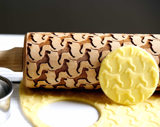 Great Dane - Embossing rolling pin, Cookies decorating roller, Laser engraved rolling pin