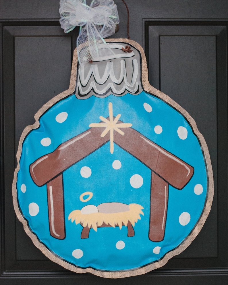 Nativity Scene Ornament burlap door hanger/ Door Decorations/ Etsy