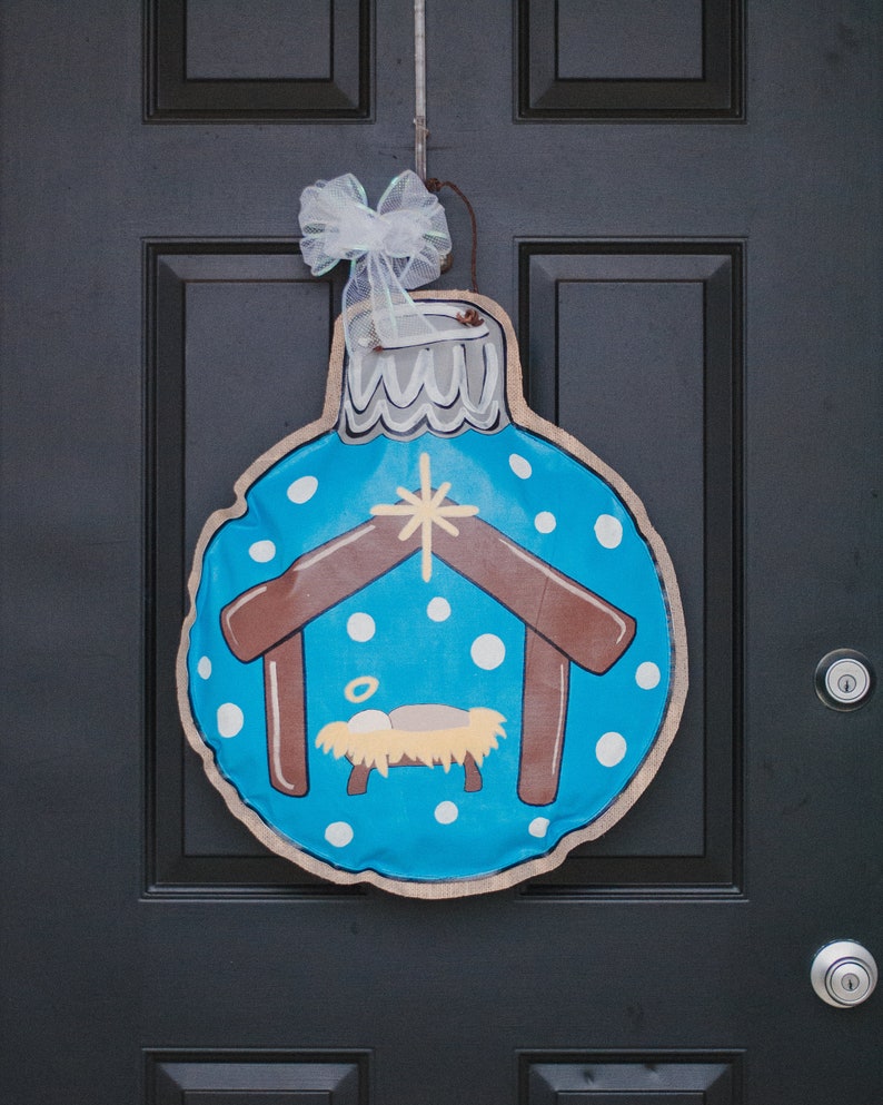 Nativity Scene Ornament burlap door hanger/ Door Decorations/  Etsy