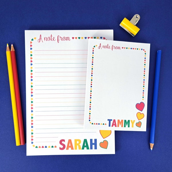 Personalised Notepad with Heart Design for Girls, A5 or A6 Note Pad, Gift Wrapped, Fun Stationery, Memo Pads Cute, Friend Gift for Girls