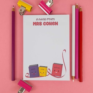 Personalised Notepad, Morah Note Pad, A Note From Stationery, A6 Notepad, Hebrew Teacher Desk Notepad with Pattern Paper