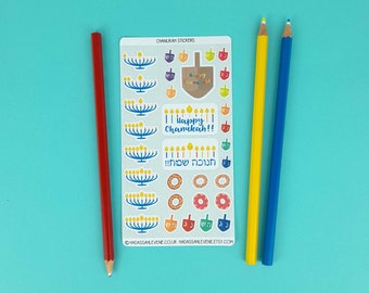 Chanukah Planner Stickers, Menorah, Dreidel and Donut Stickers