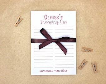 Personalised A5 Shopping List Notepad, Glitter Effect