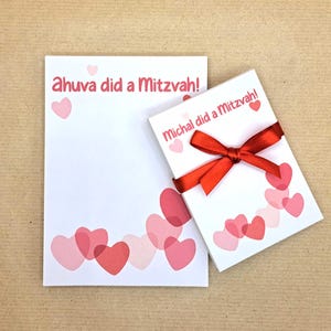 Mitzvah Notes, Hearts Notepad, Personalised Note from Home, Good Behaviour Reward, Note to Teacher, Hearts Stationery, Pink Hearts Notepad