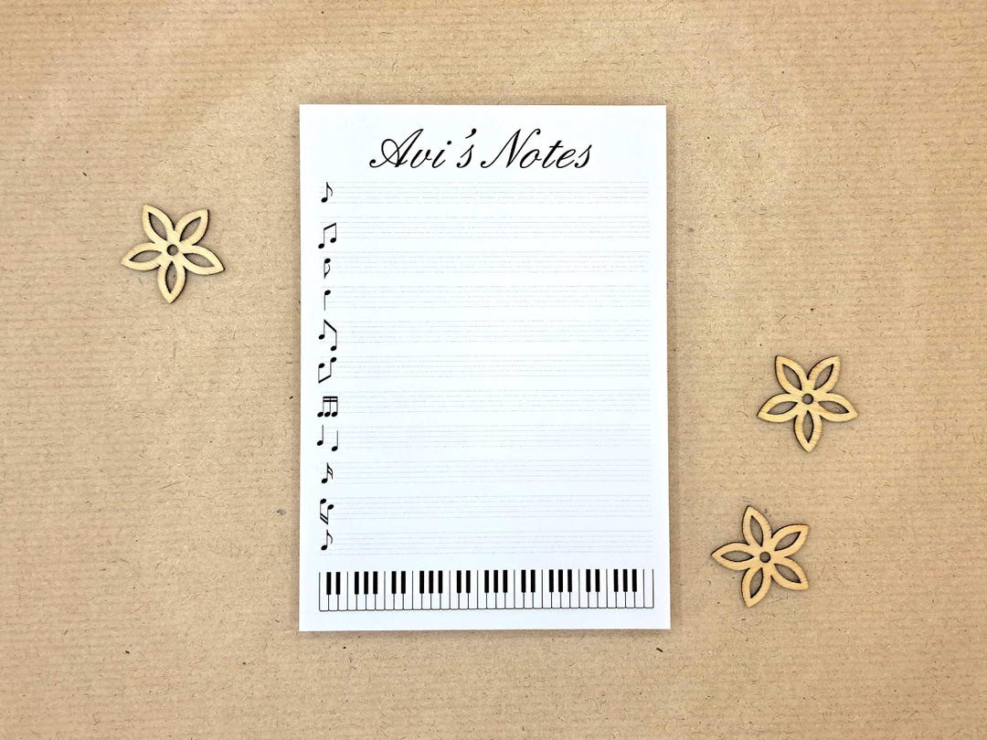Music Notes A5 Stationery, Personalised Gift for Musician, A6 Memo Pad ...
