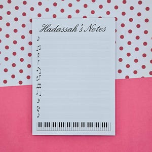 Music Notes A5 Stationery, Personalised Gift for Musician, A6 Memo Pad, Gift for Music Teacher, Personalised Notepad, Sheet Music Stationery