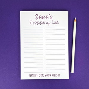 Personalised A5 Shopping List Notepad, Glitter Effect
