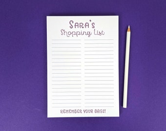 Personalised A5 Shopping List Notepad, Glitter Effect
