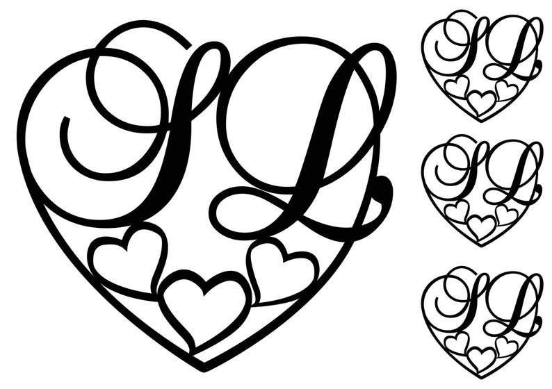Monogram Vinyl Decal Heart Shape Etsy UK