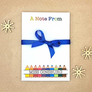 Personalised Notepad, Teacher Note Pad, A Note From Stationery, A6 Notepad, Teacher Desk Notepad with Pattern Paper, Teacher Notepad Gift