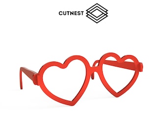 Laser cut Heart Shaped Valentine's Day Glasses svg dxf Love