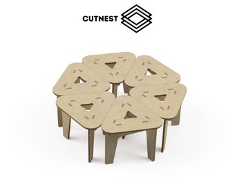 Kid's stool montessori wooden furniture cut file