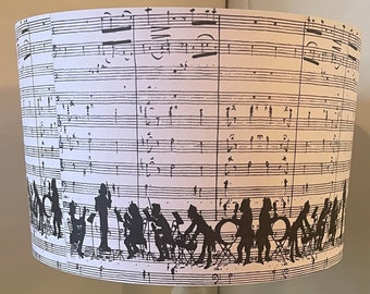 Orchestra Lampshade, light shade, black and white notes, Fatta da Mamma