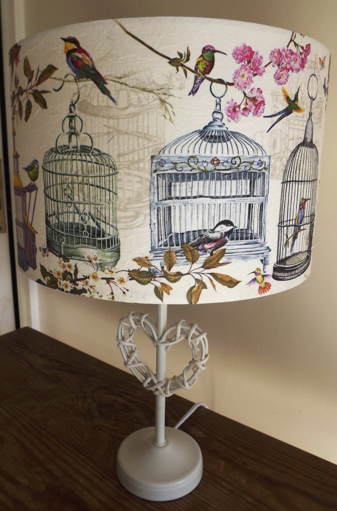 Vintage Birdcage Lampshade Birds Script Shabby Chic French Fatta Da ...