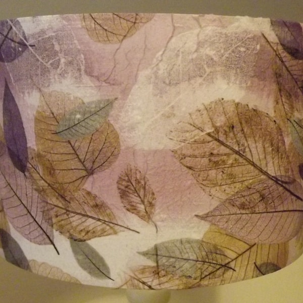 Pressed leaves Lampshade,Purple/Lilac, Shabby Chic, Lamp shade, modern, contemporary,by Fatta da Mamma FREE GIFT