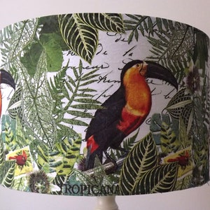 Toucan Script Lampshade, light shade,sepia vintage,retro, shabby chic,steampunk,  Fatta da Mamma Free Gift