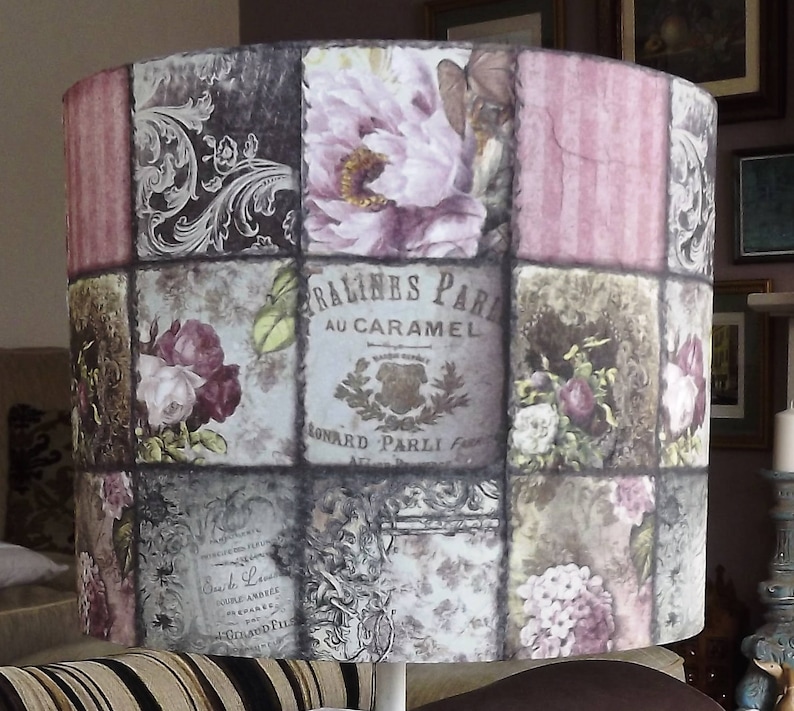 Shabby Chic Lamp Shade French Cafe Patchwork Las Girls Bedroom Boudoir Flower Lightshade Fatta Da Mamma