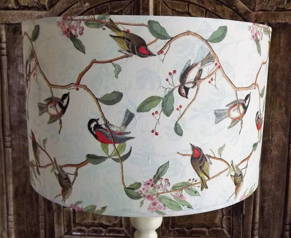 Bird Lampshade Shabby Chic Lamp Shade Vintage Nature Finch Etsy UK