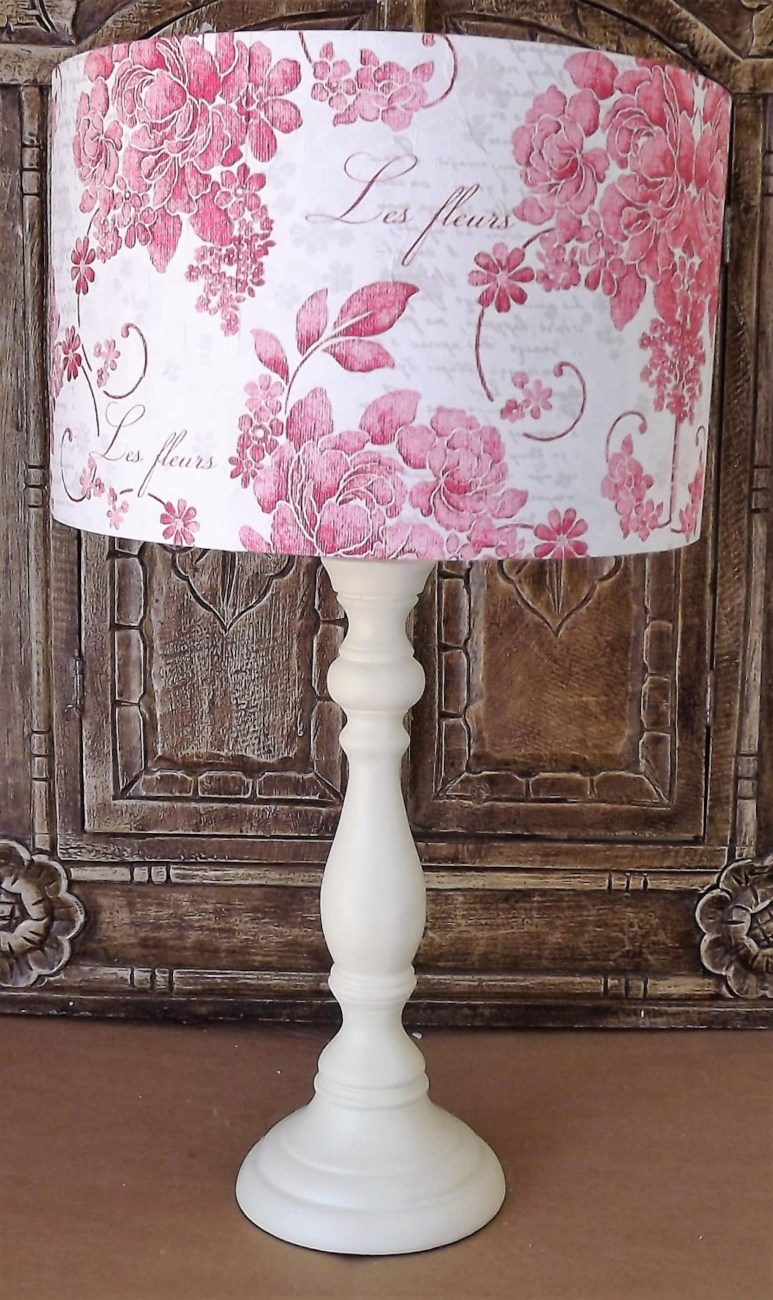 Red and Ivory Floral Lampshade Shabby Chic Lamp Shade Cottage - Etsy UK