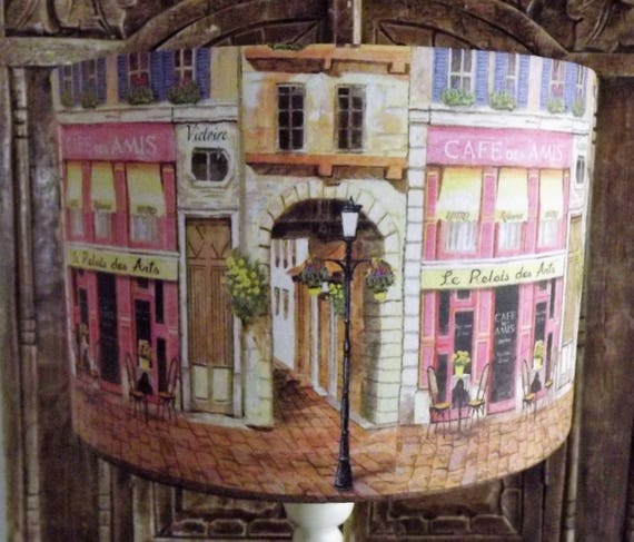 French Cafe Lampshade Shabby Chic Lamp Shade Vintage Pink Cafe