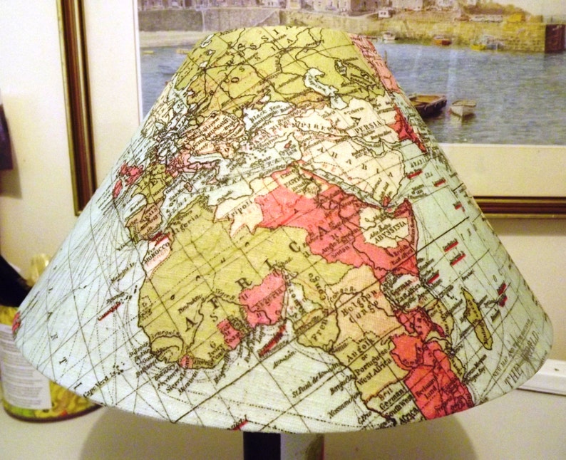 World Map Decoupage Lampshade Shabby Chic Globe Shipping Sea Etsy