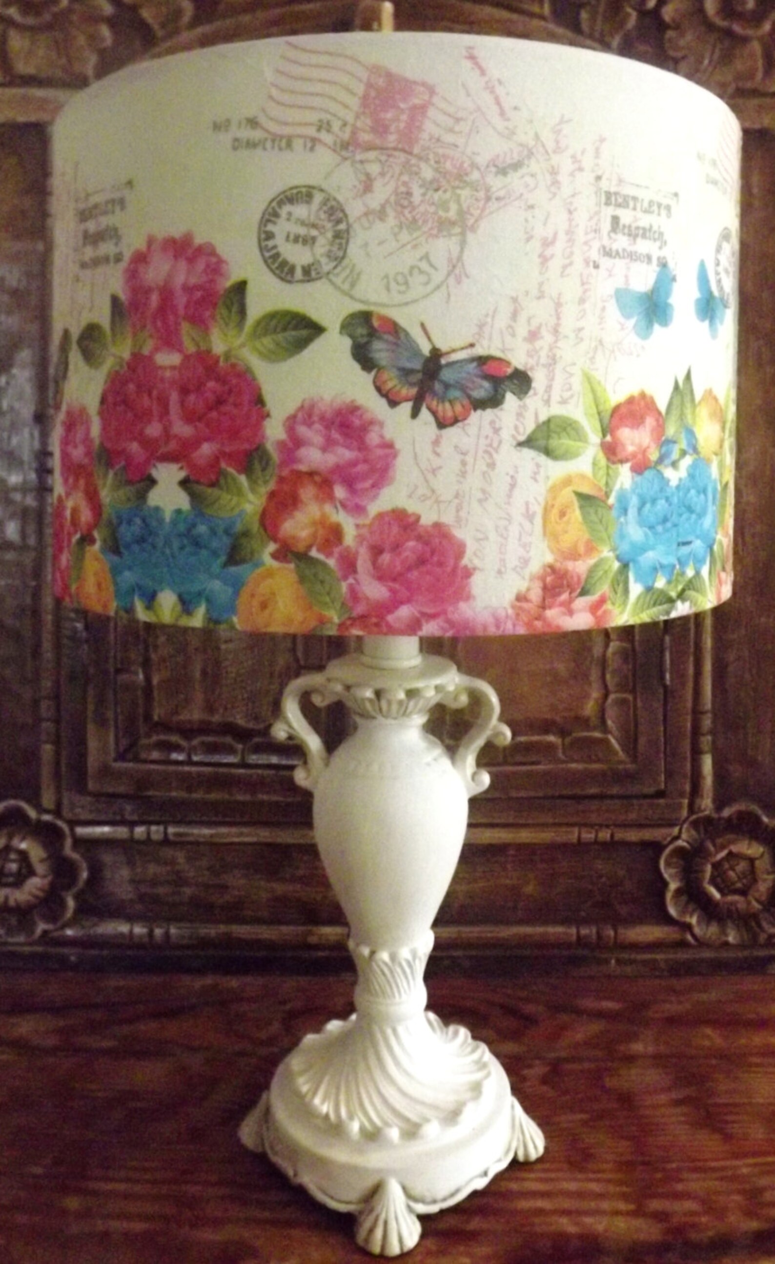 Shabby Chic Lampshade Vintage Floral Postcards Multi Roses by - Etsy UK