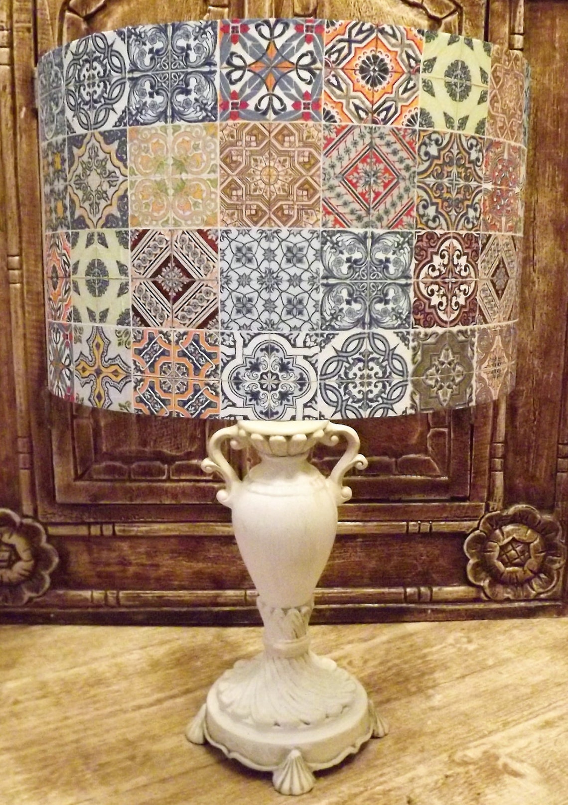 Moroccan Tile Lampshade Shabby Chic Lamp Shade Vintage Etsy UK
