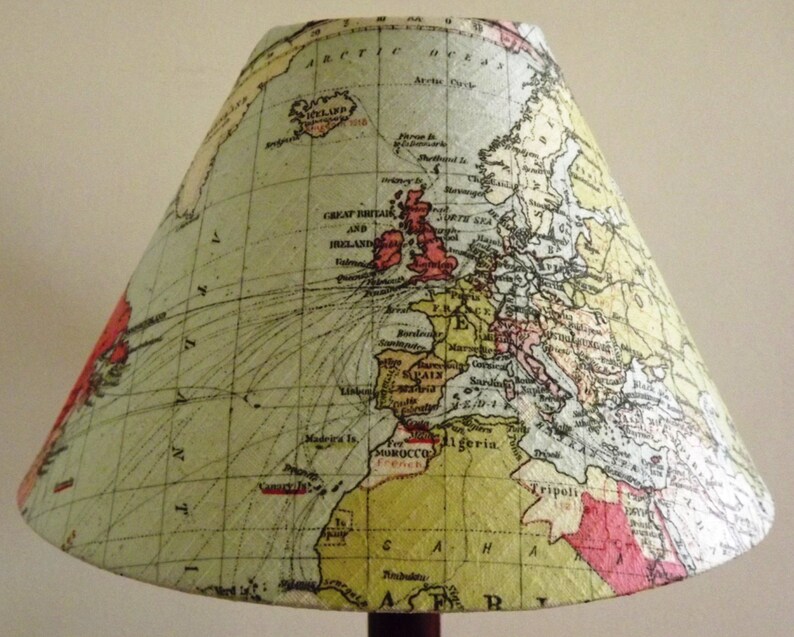 World Map Decoupage Lampshade Shabby Chic Globe Shipping Sea Etsy