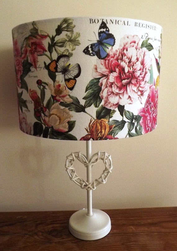 Decoupage Flower Table Lamp with Shade