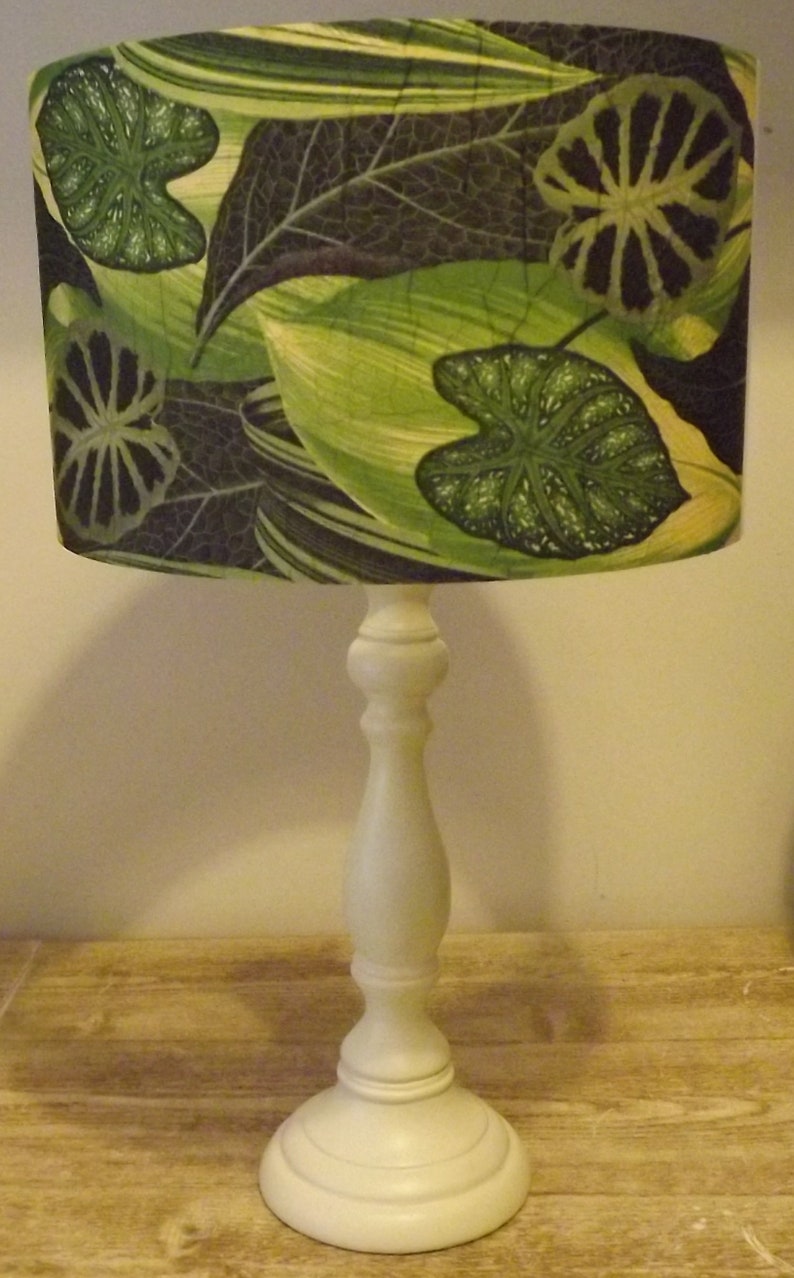 Dark Green Palm Leaf Lampshade, shabby chic,lime green tropical, Fatta da Mamma FREE GIFT image 4