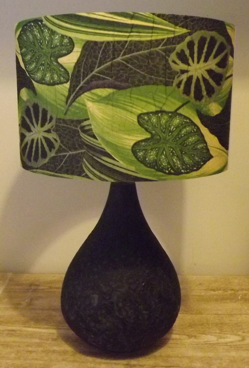 Dark Green Palm Leaf Lampshade, shabby chic,lime green tropical, Fatta da Mamma FREE GIFT image 3