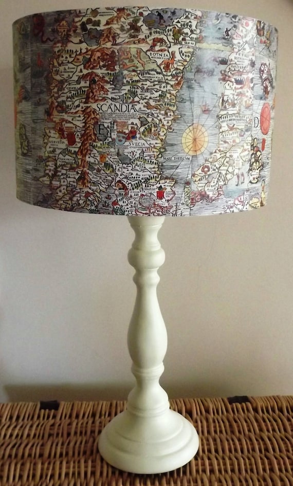 Ancient Map Lampshade antique map, medieval , nautical, Free Gift, Fatta da Mamma
