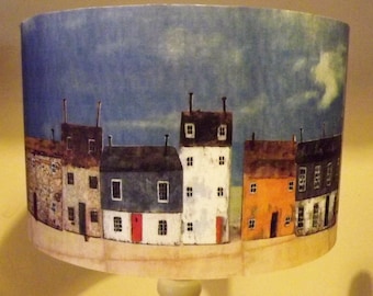 Village Street Lampshade,Shabby Chic , shaker style, rustic house, Free Gift