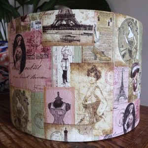 Lampshade Victorian Paris   french shabby chic Boudoir Corsets Decoupage and vintage script eifel tower by Fatta da Mamma