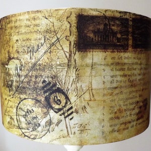 Vintage Postcard lampshade NO 2 shabby chic, old writing , old script dark academia.  Fatta da Mamma FREE GIFT